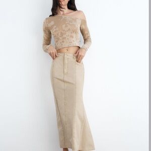 ZARA Beige Textured Long Sleeve Top